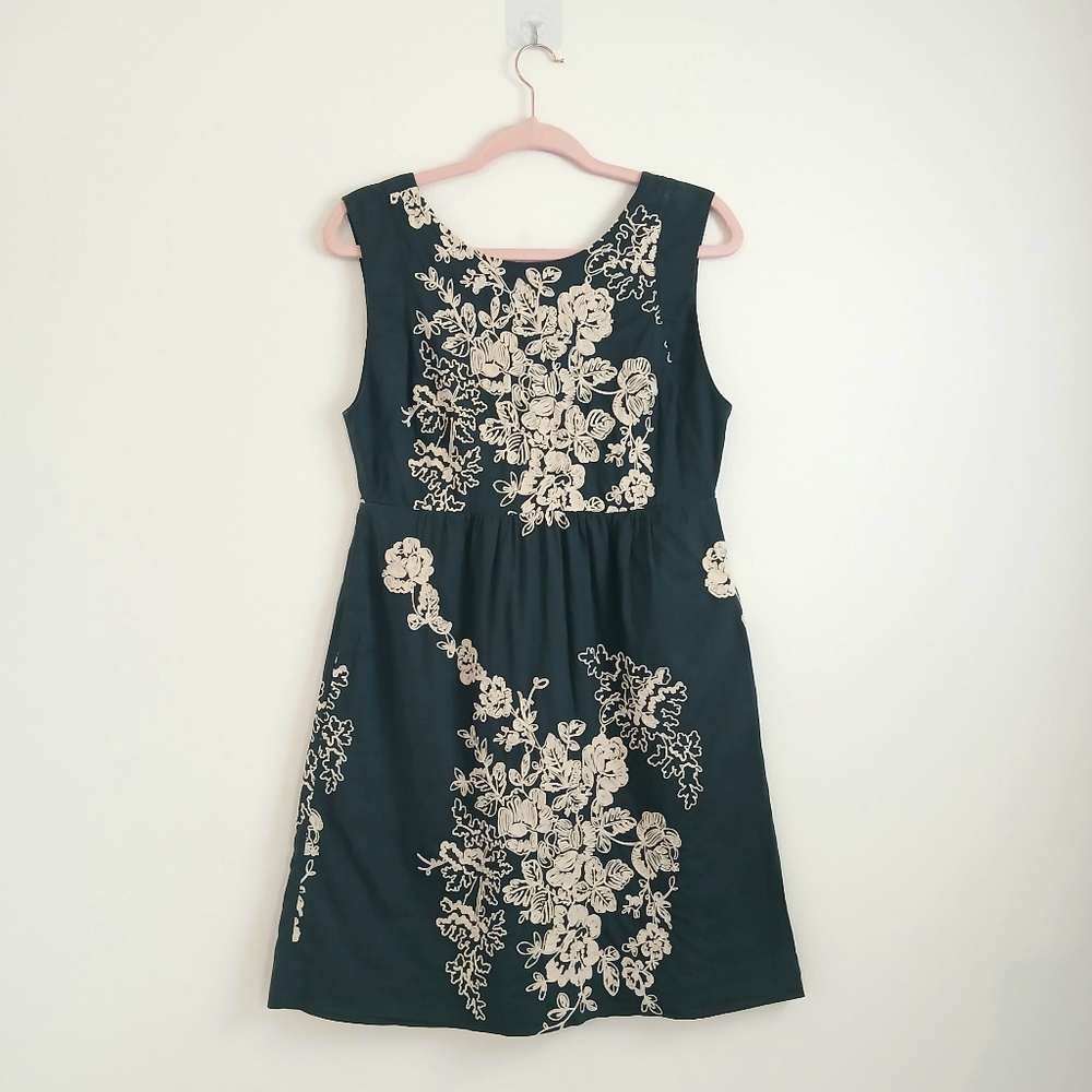 Vintage J.Crew Teal Dress with White Embroidery